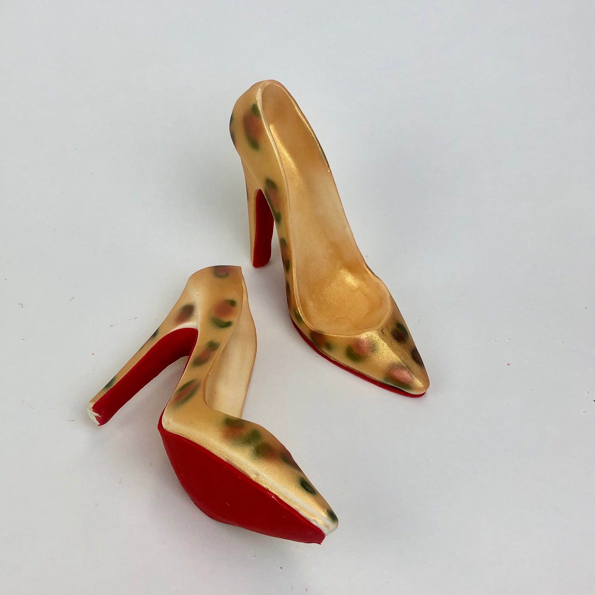 Leopard White Chocolate Stiletto Shoe with Red Bottom