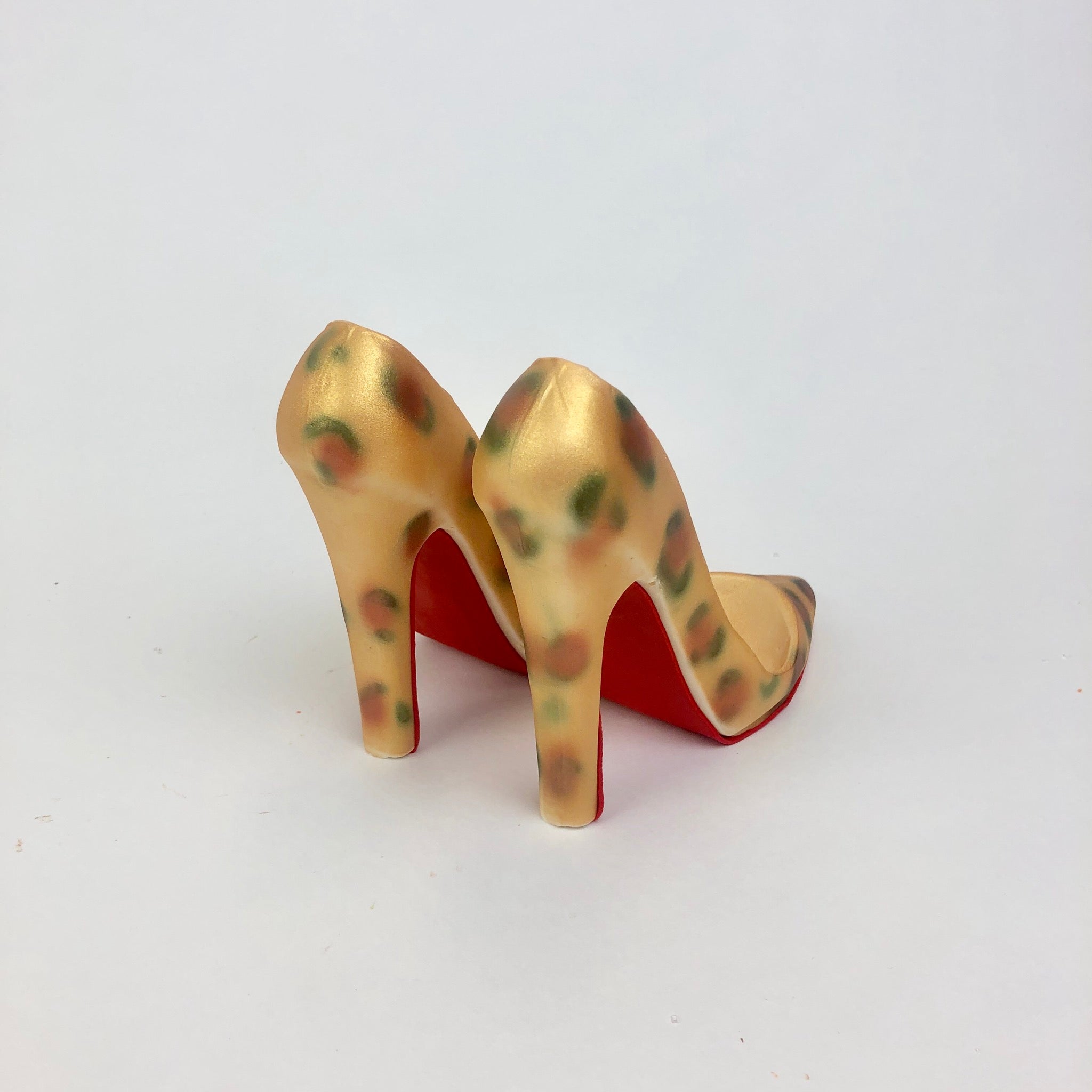 Leopard White Chocolate Stiletto Shoe with Red Bottom