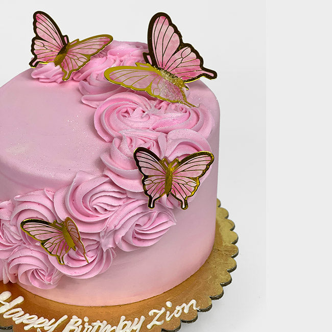 Butterflies and Rosettes Cake