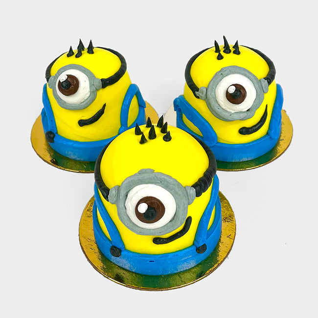 Three Minion 3D Cupcakes