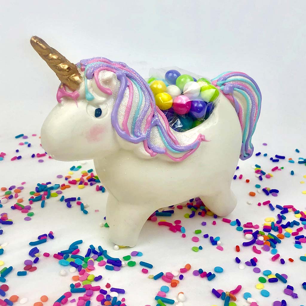 Chloe the Unicorn filled with wrapped candy