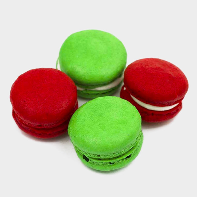 Holiday Macarons in Red and Green