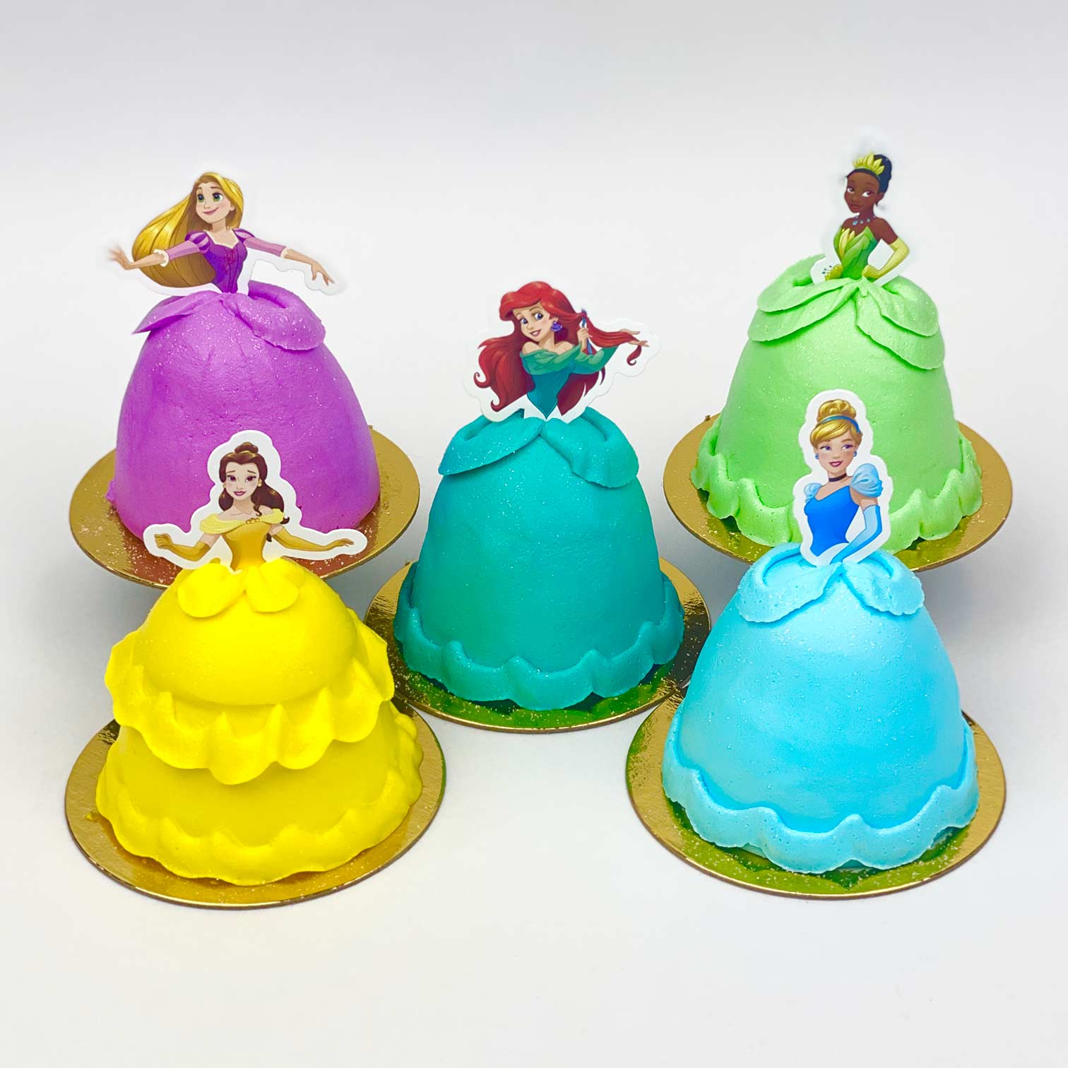 3D Princess Cupcakes: Ariel, Belle, Cinderella, Rapunzel, and Tiana