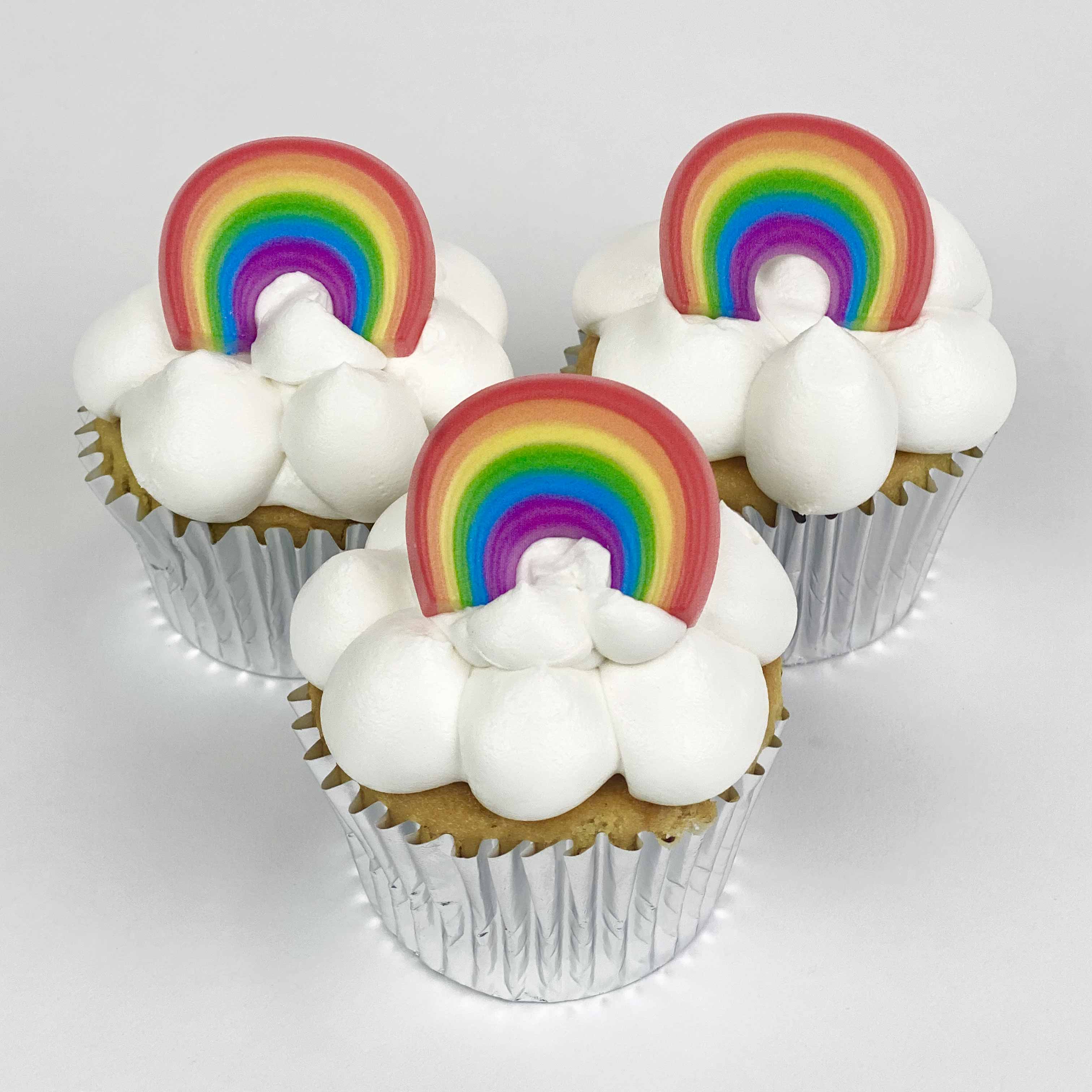 Rainbow and Clouds Cupcakes