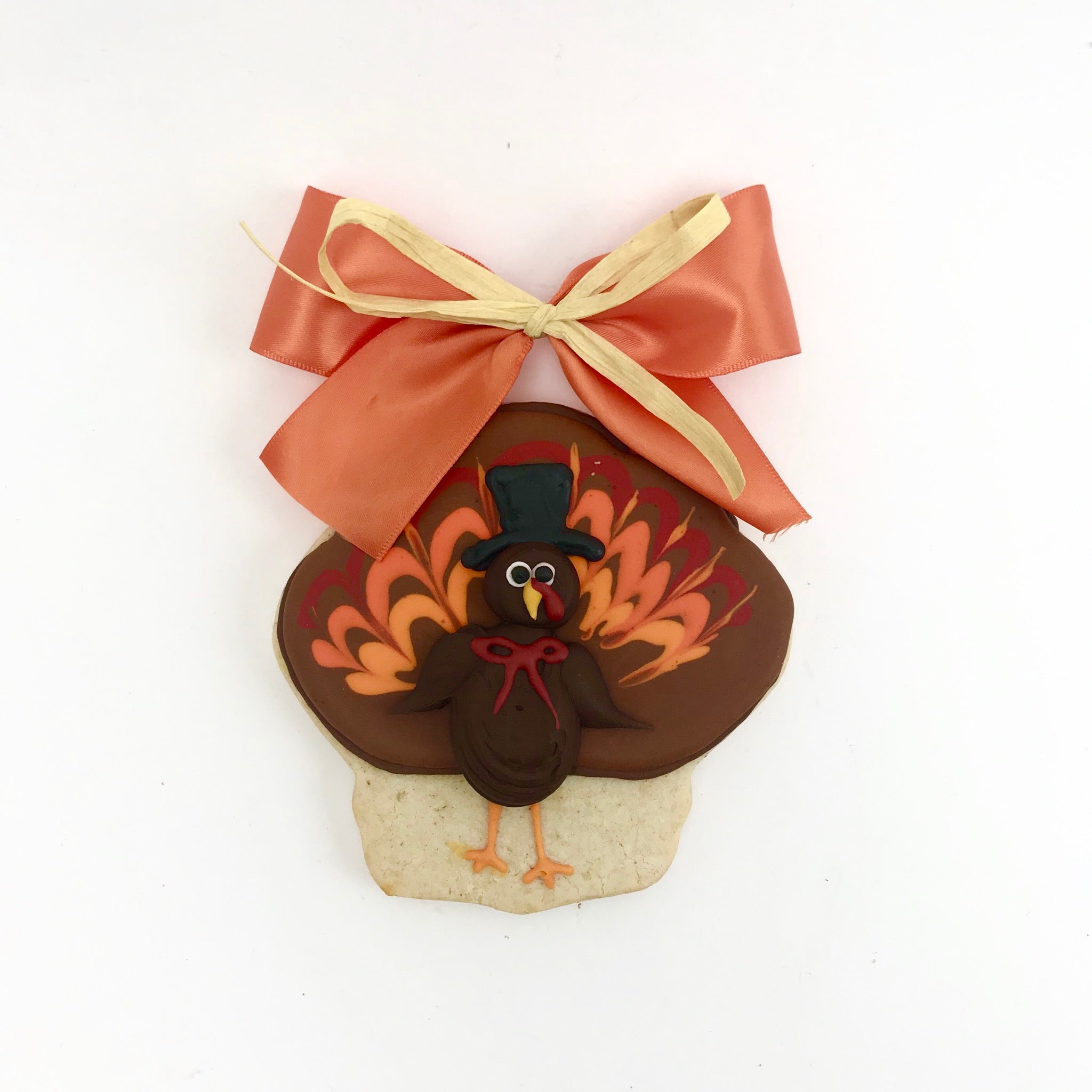 Decorated Turkey Sugar Cookie with ribbons