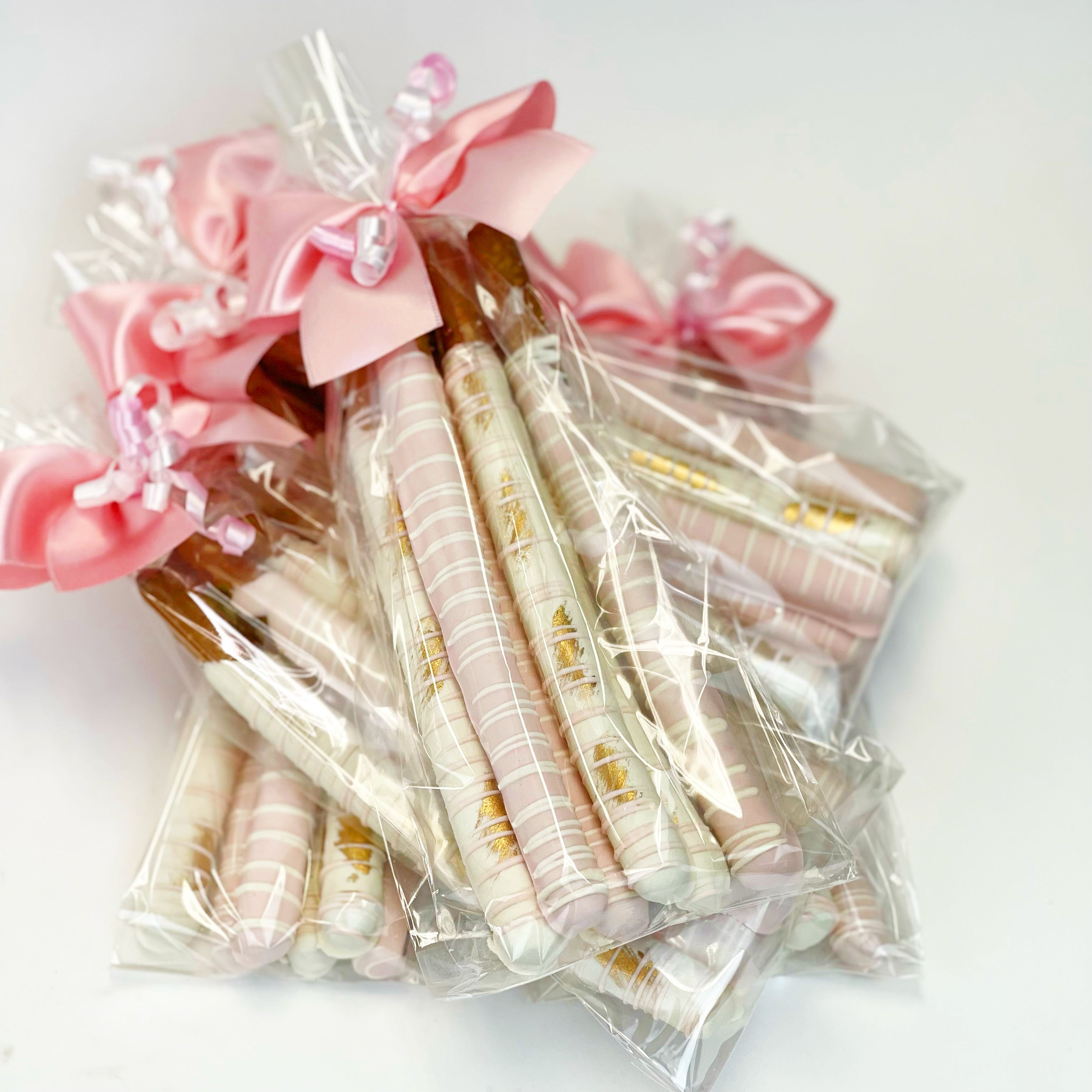 Chocolate Covered Pink and White Pretzels
