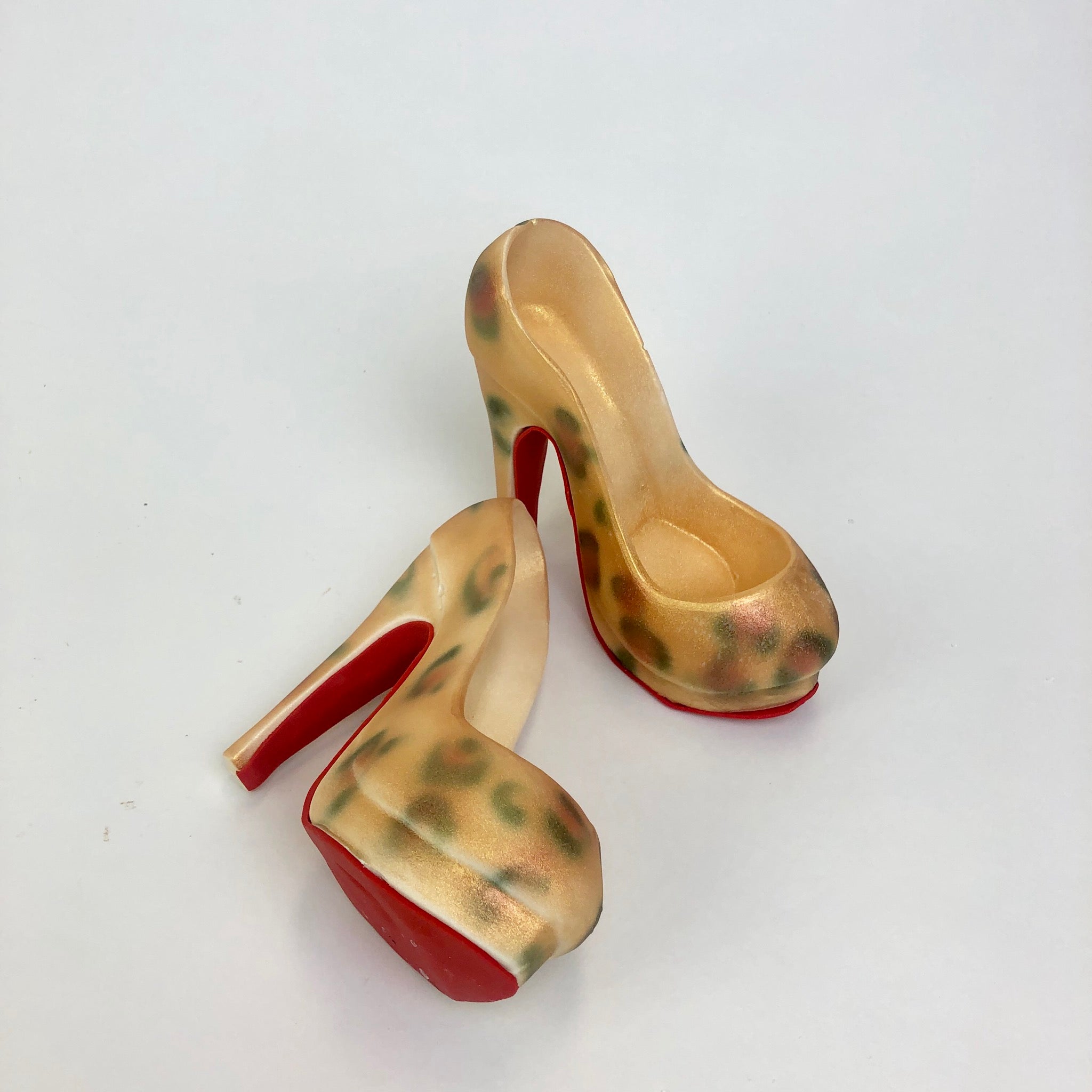 Leopard White Chocolate Platform Shoe with Red Bottom