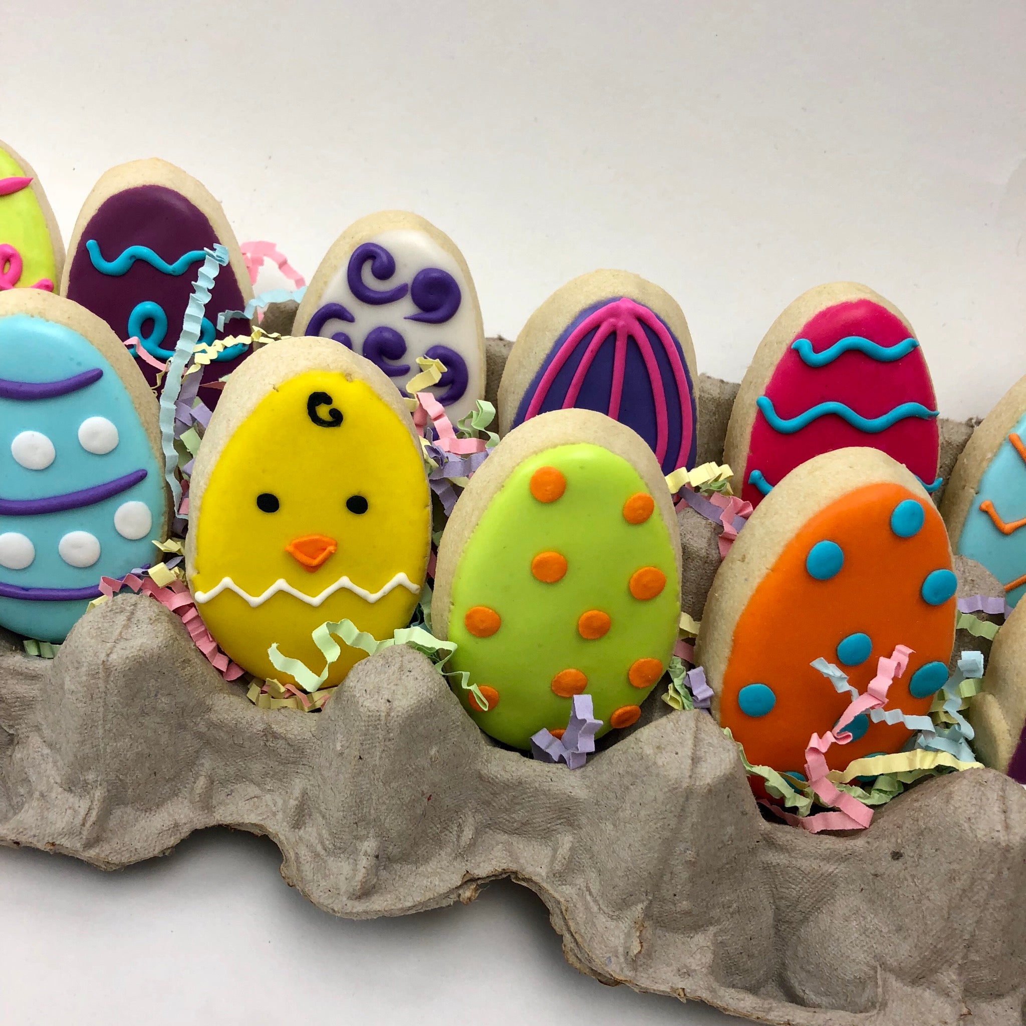Easter Egg Cookies in a carton
